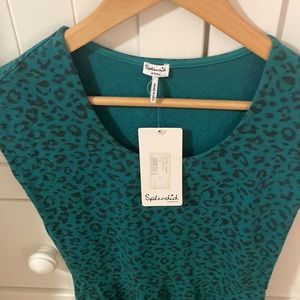 NWT Splendid dress black and green cheetah print -size xs